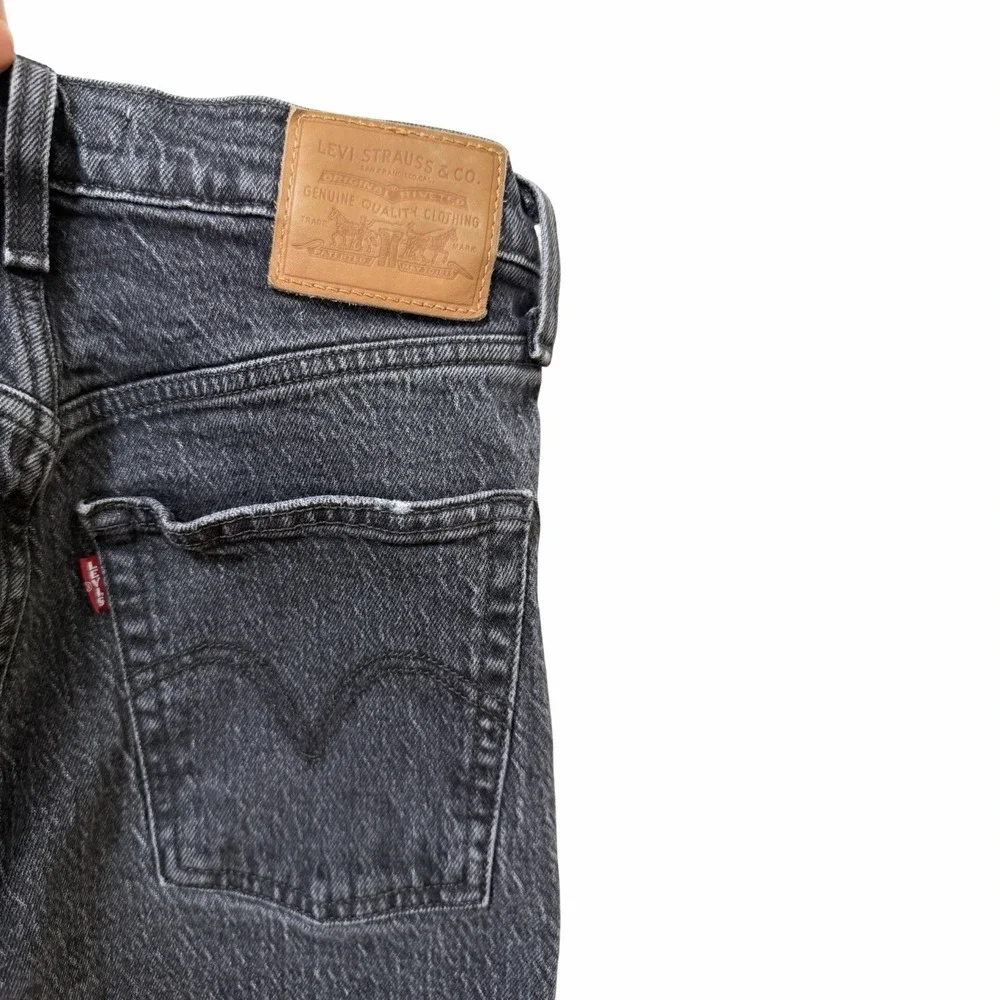 Levis Ribcage Straight Ankle Jeans Womens 27x27 Black Dark Wash Button Fly